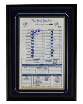 Derek Jeter Framed World Series Autographed Replica Lineup Card From 2009 World Series